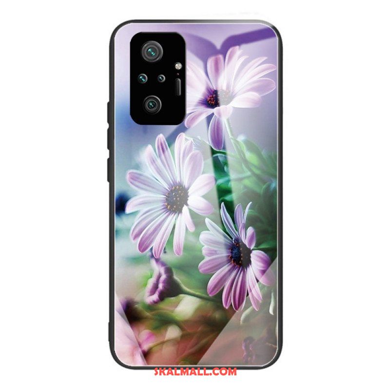 Mobilskal Xiaomi Redmi Note 10 Pro Realistiska Blommor I Härdat Glas