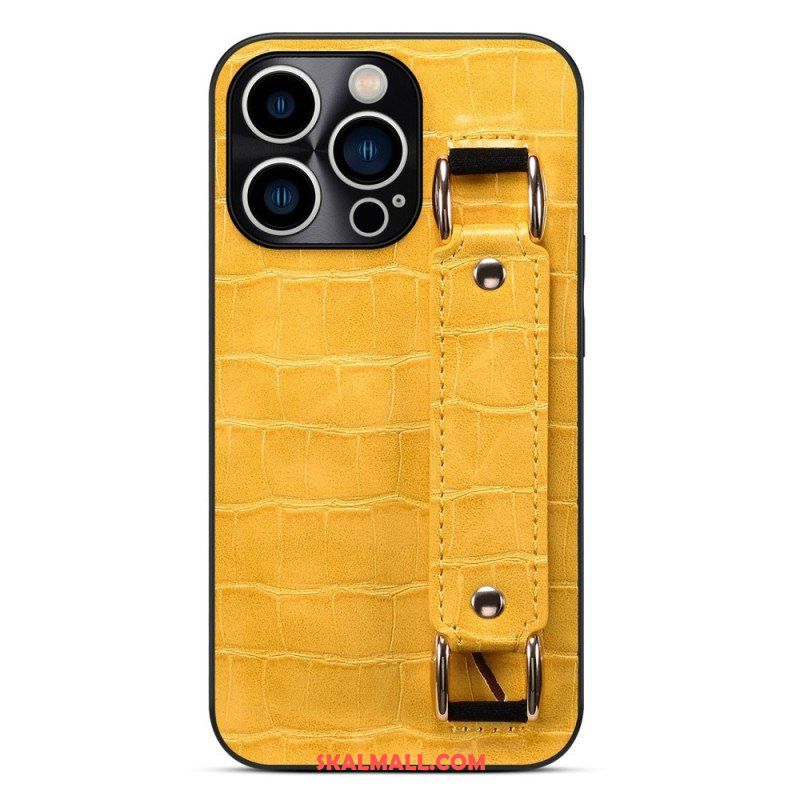 Mobilskal iPhone 14 Pro Max Korthållare Med Croco-stödrem