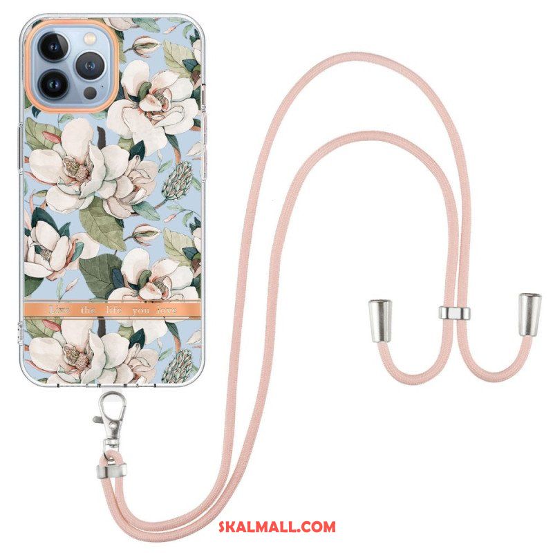 Mobilskal iPhone 15 Pro Max Med Snodd Cordon Blommor