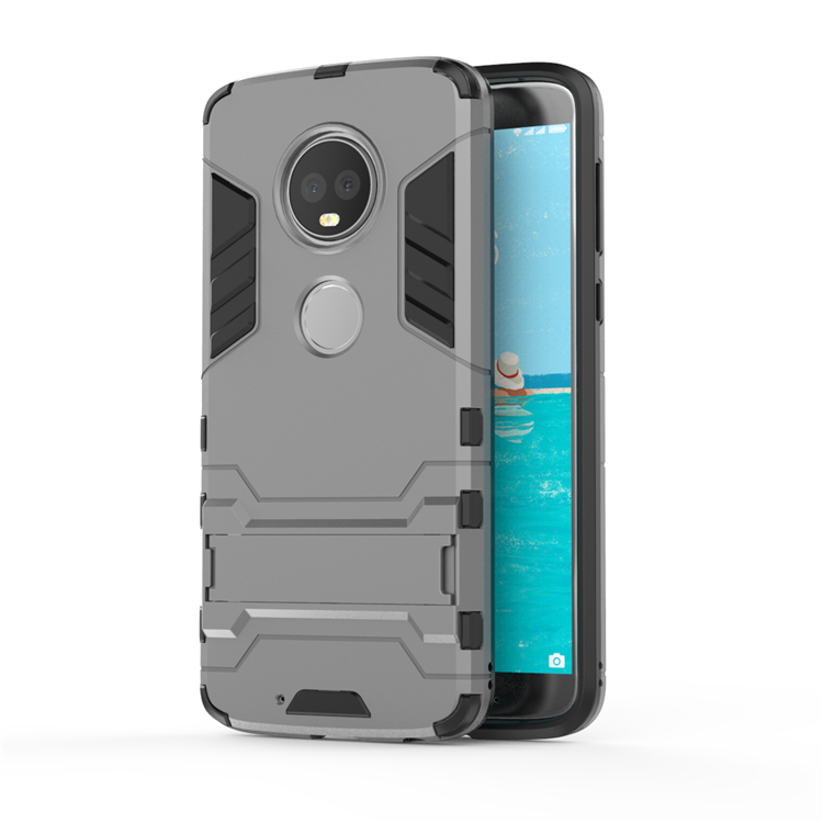 Moto G6 Skal Support Armor Silver Skydd Grön Billiga