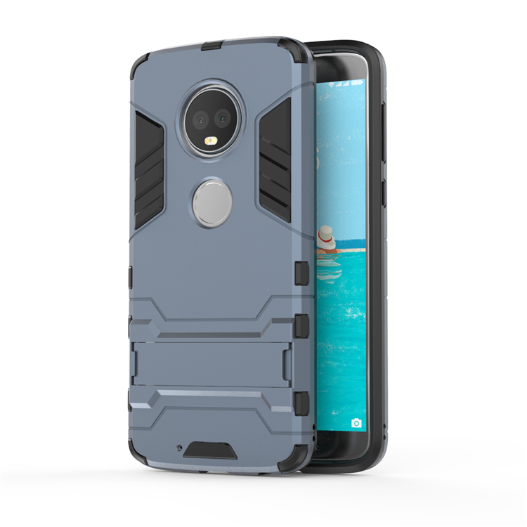 Moto G6 Skal Support Armor Silver Skydd Grön Billiga