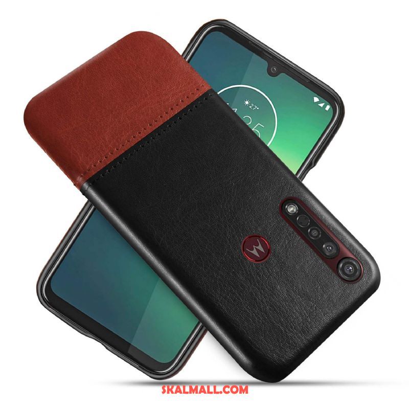 Moto G8 Plus Skal Läderfodral Svart Skydd Bicolor Business Fodral Köpa