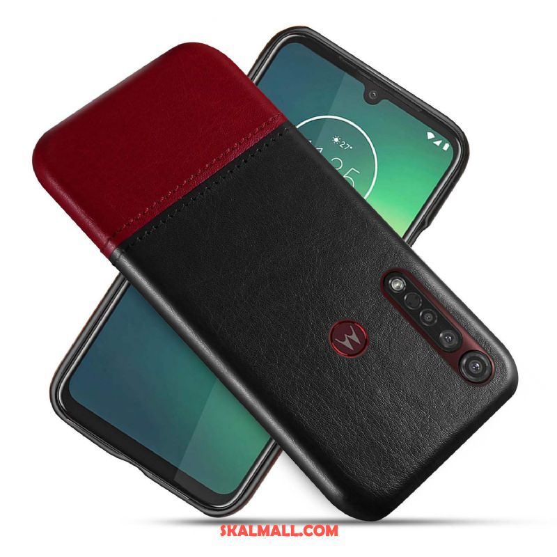 Moto G8 Plus Skal Läderfodral Svart Skydd Bicolor Business Fodral Köpa