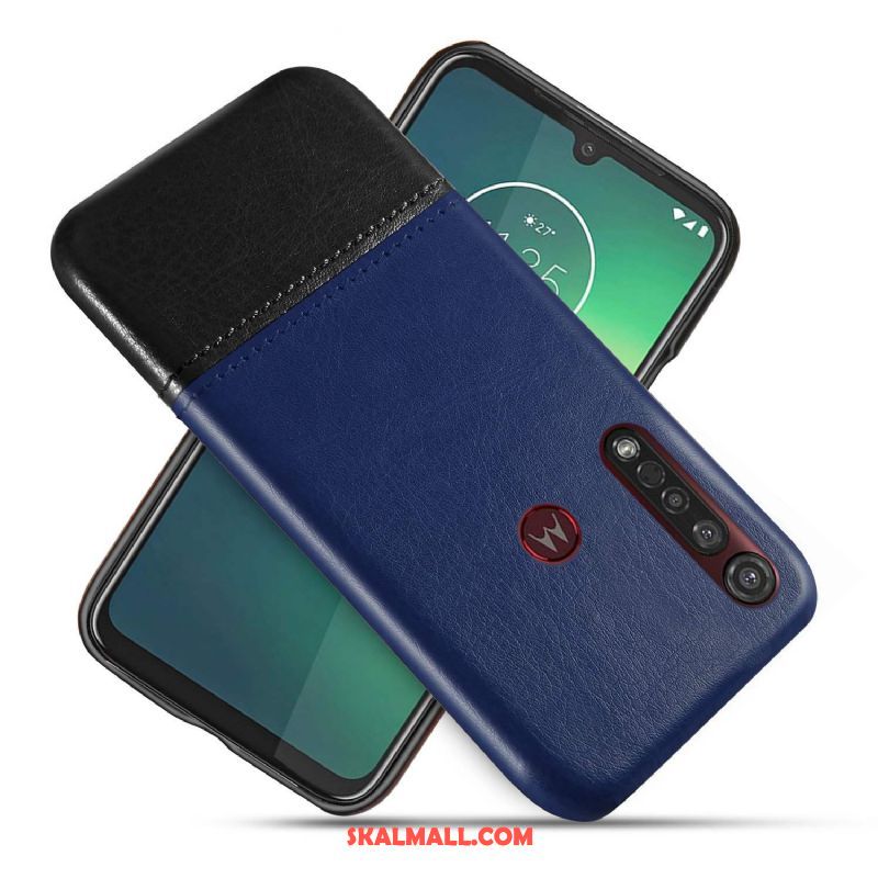 Moto G8 Plus Skal Läderfodral Svart Skydd Bicolor Business Fodral Köpa