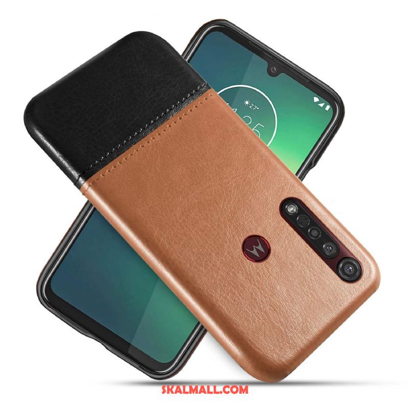 Moto G8 Plus Skal Läderfodral Svart Skydd Bicolor Business Fodral Köpa