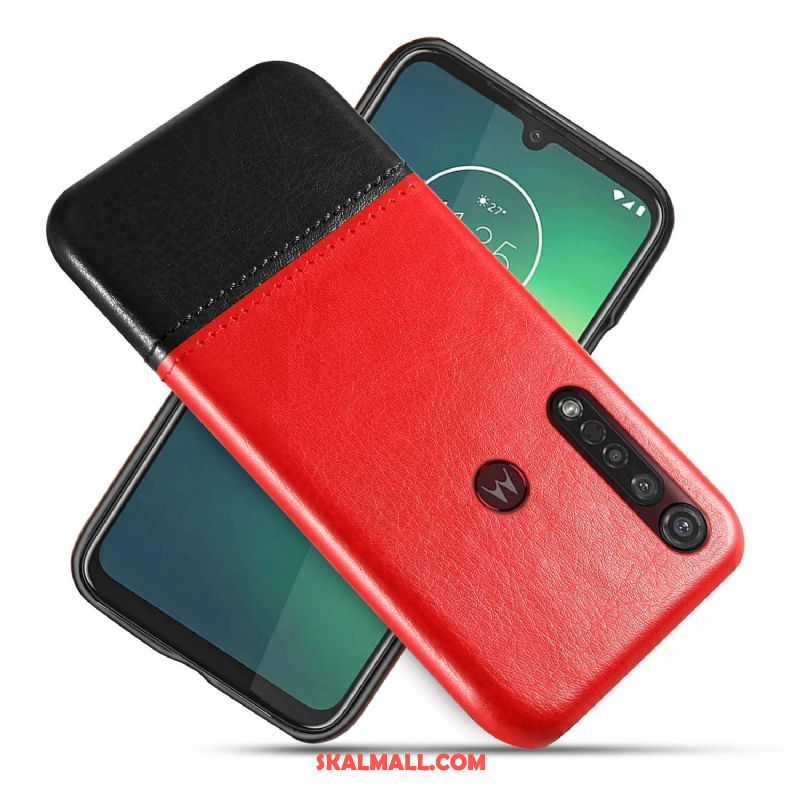 Moto G8 Plus Skal Läderfodral Svart Skydd Bicolor Business Fodral Köpa