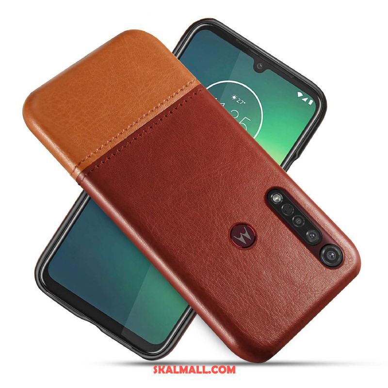 Moto G8 Plus Skal Läderfodral Svart Skydd Bicolor Business Fodral Köpa