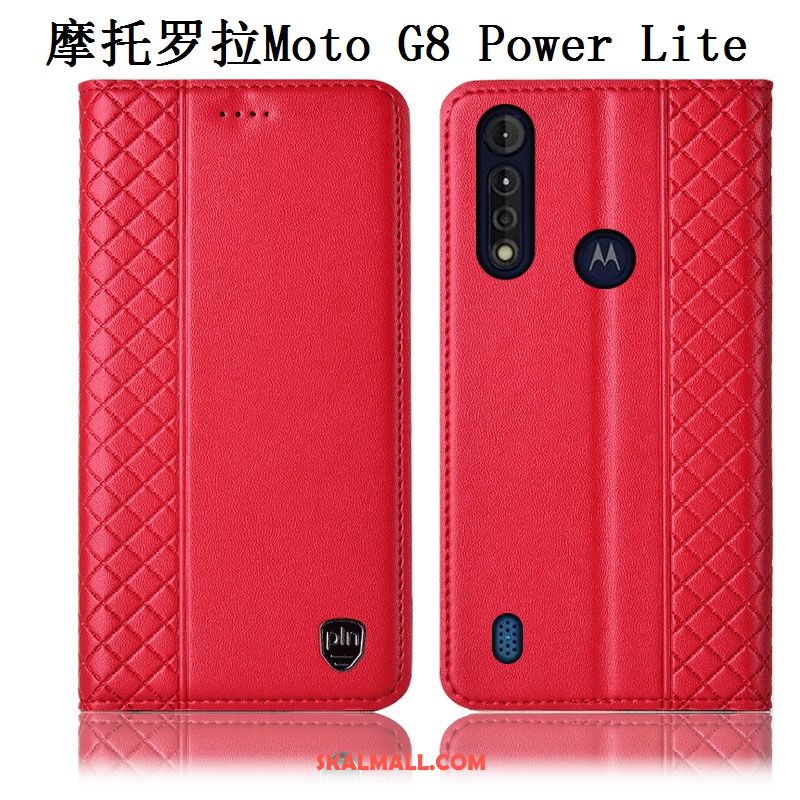 Moto G8 Power Lite Skal Skydd Fallskydd Brun Äkta Läder Mobil Telefon Rea