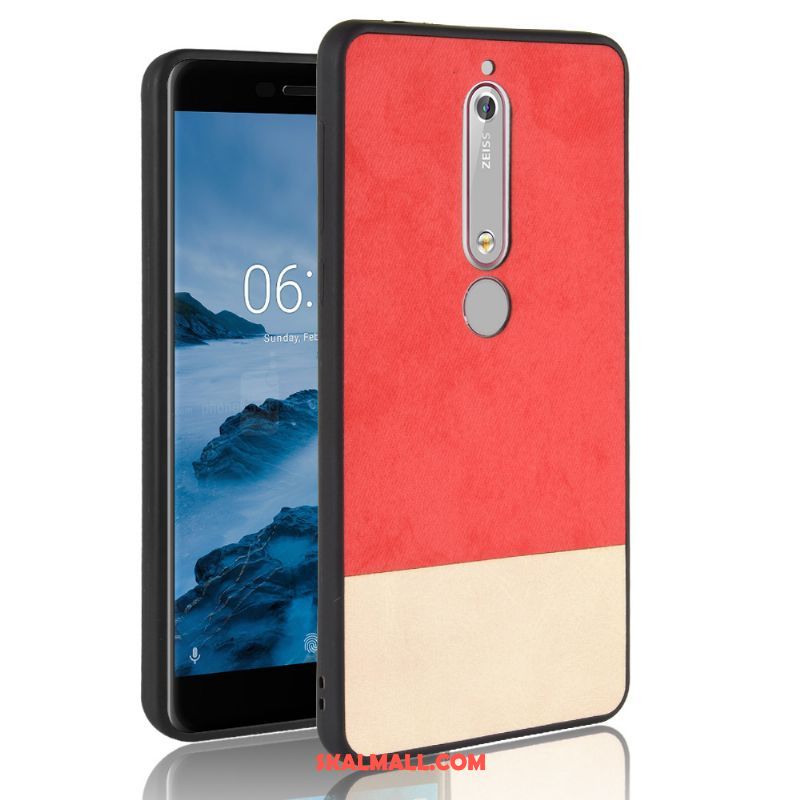 Nokia 6.1 Skal Mobil Telefon Mjuk Röd Blandade Färger Denim Fodral Köpa