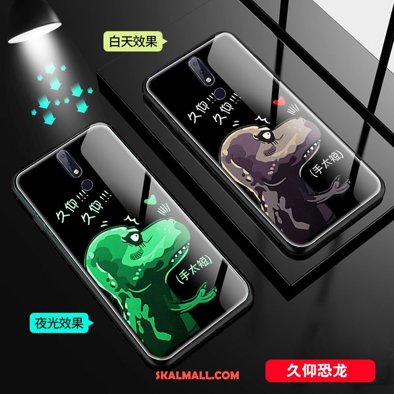 Nokia 7.1 Skal Mobil Telefon Par Liten Kinesisk Drake Glas Fodral På Rea