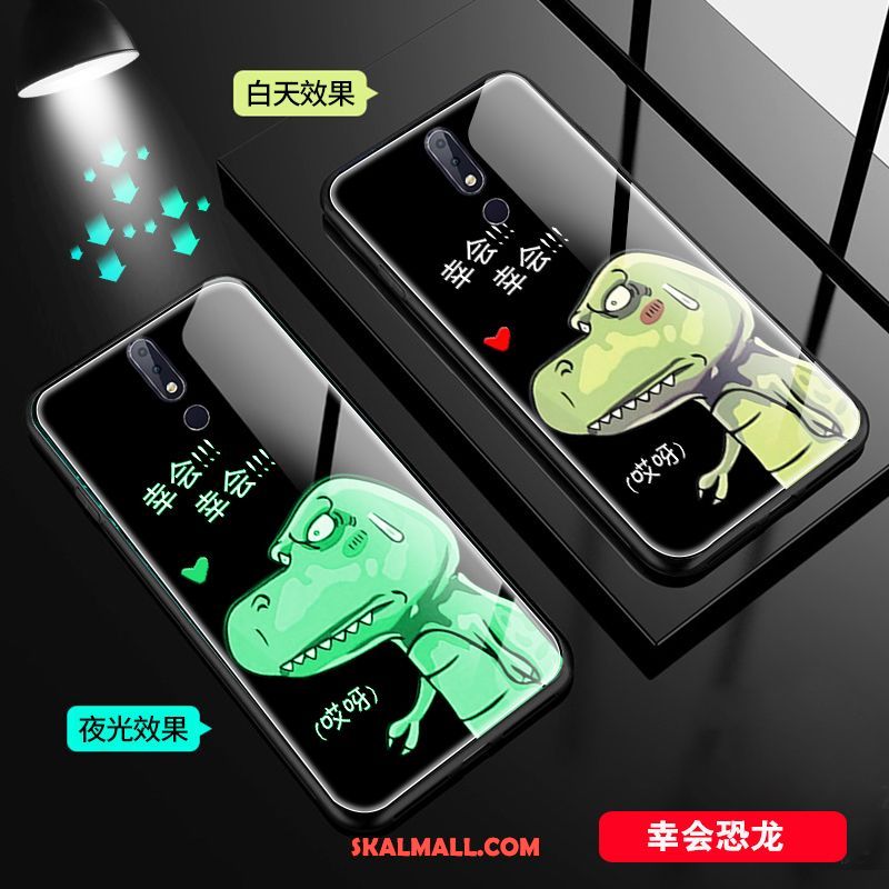 Nokia 7.1 Skal Mobil Telefon Par Liten Kinesisk Drake Glas Fodral På Rea