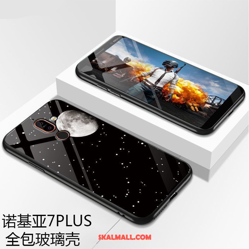 Nokia 7 Plus Skal Mobil Telefon Rosa Enkel Fallskydd Glas Rea