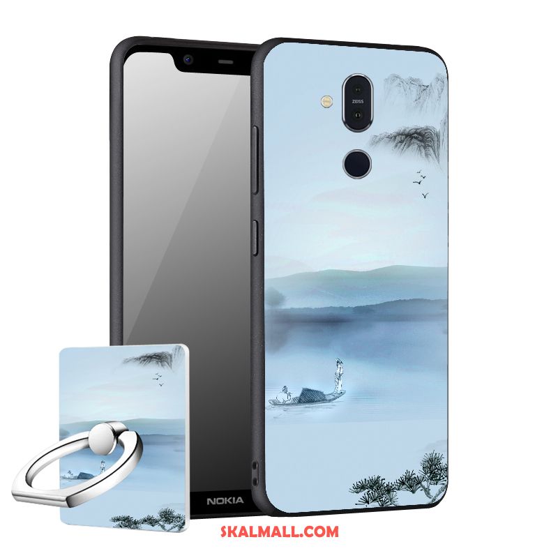 Nokia 8.1 Skal Svart Skydd Nubuck Mobil Telefon Support Fodral Till Salu