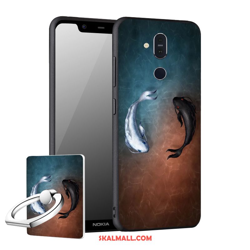 Nokia 8.1 Skal Svart Skydd Nubuck Mobil Telefon Support Fodral Till Salu