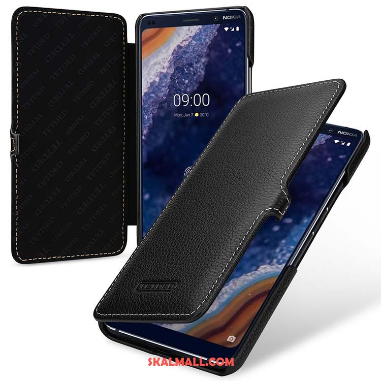 Nokia 9 Pureview Skal Fallskydd Vind Europa Äkta Läder Pu Fodral Billigt