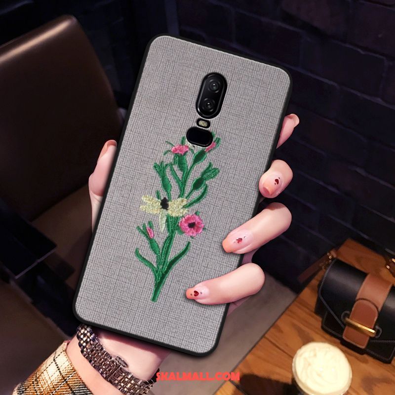 Oneplus 6 Skal Mjuk Blommor Fallskydd Broderi Trend Fodral Till Salu