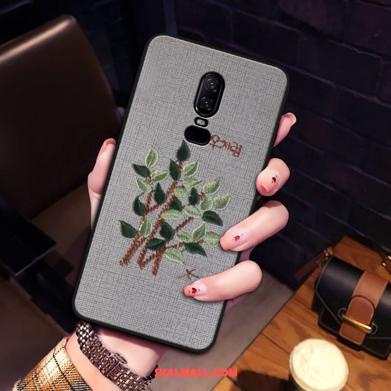 Oneplus 6 Skal Mjuk Blommor Fallskydd Broderi Trend Fodral Till Salu