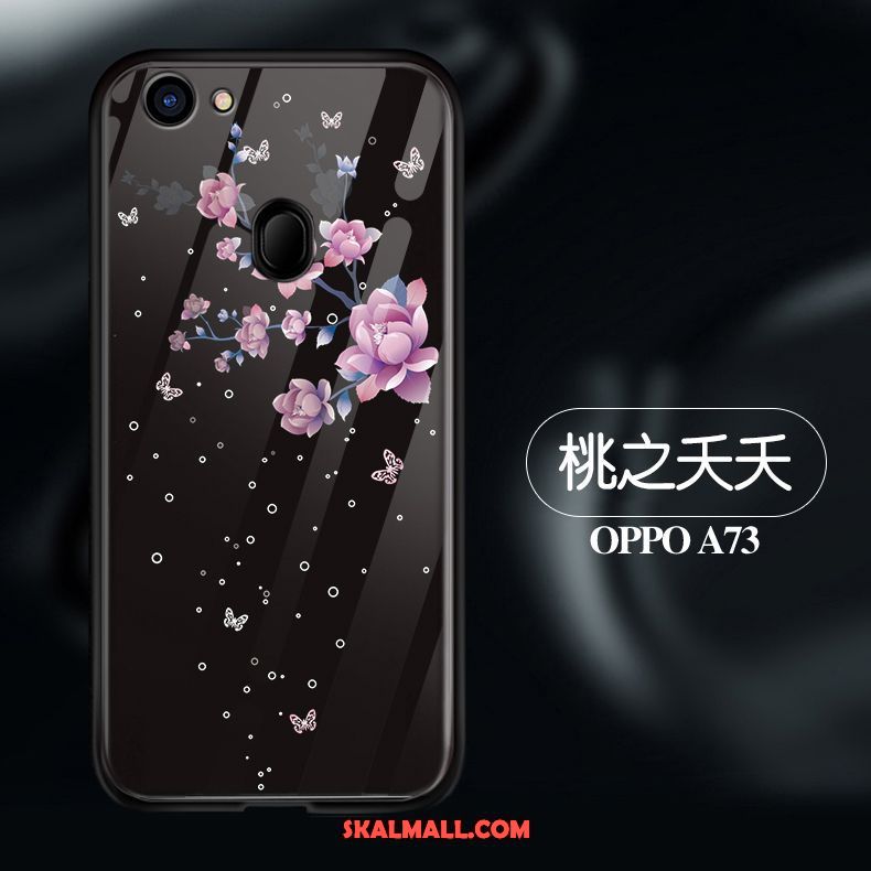 Oppo A73 Skal Nubuck Svart Fallskydd Silikon Glas Rea