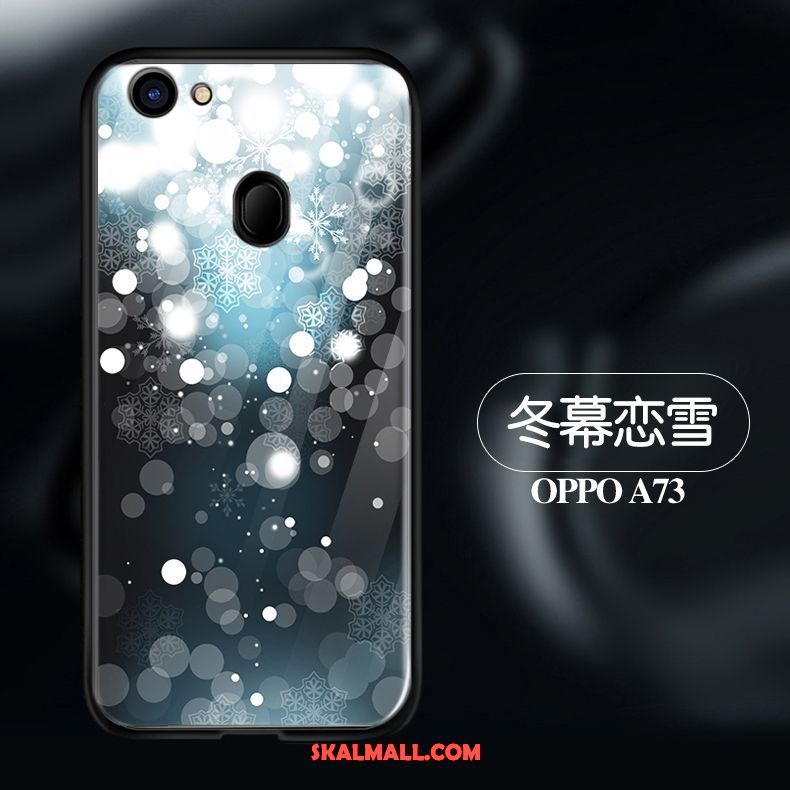 Oppo A73 Skal Nubuck Svart Fallskydd Silikon Glas Rea