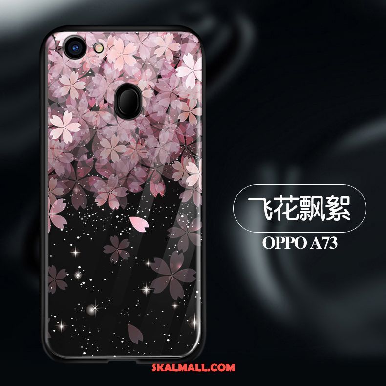 Oppo A73 Skal Nubuck Svart Fallskydd Silikon Glas Rea