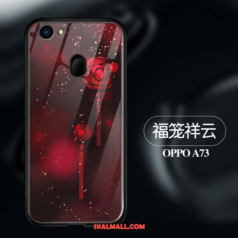 Oppo A73 Skal Nubuck Svart Fallskydd Silikon Glas Rea