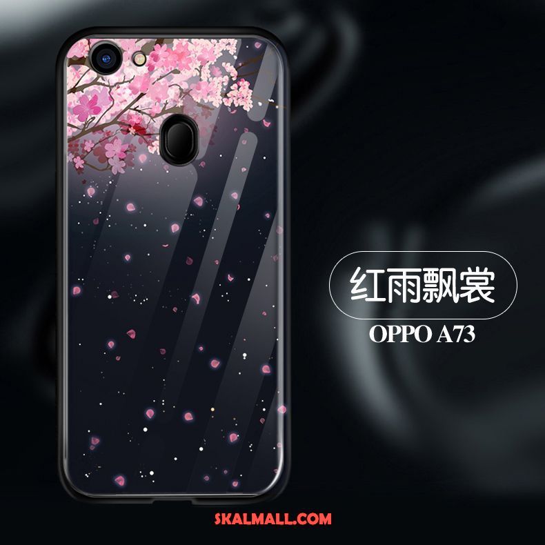 Oppo A73 Skal Nubuck Svart Fallskydd Silikon Glas Rea