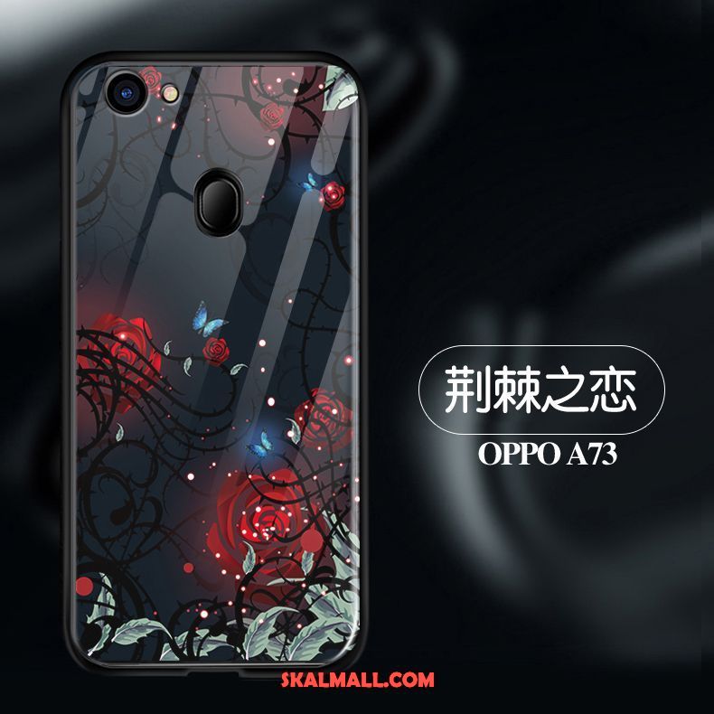 Oppo A73 Skal Nubuck Svart Fallskydd Silikon Glas Rea