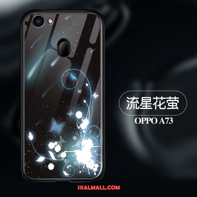 Oppo A73 Skal Nubuck Svart Fallskydd Silikon Glas Rea