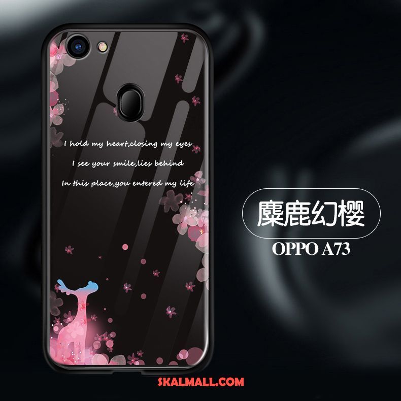 Oppo A73 Skal Nubuck Svart Fallskydd Silikon Glas Rea