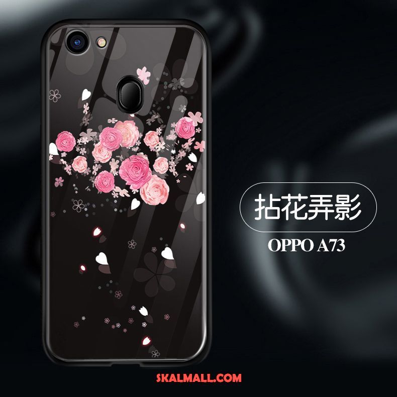 Oppo A73 Skal Nubuck Svart Fallskydd Silikon Glas Rea