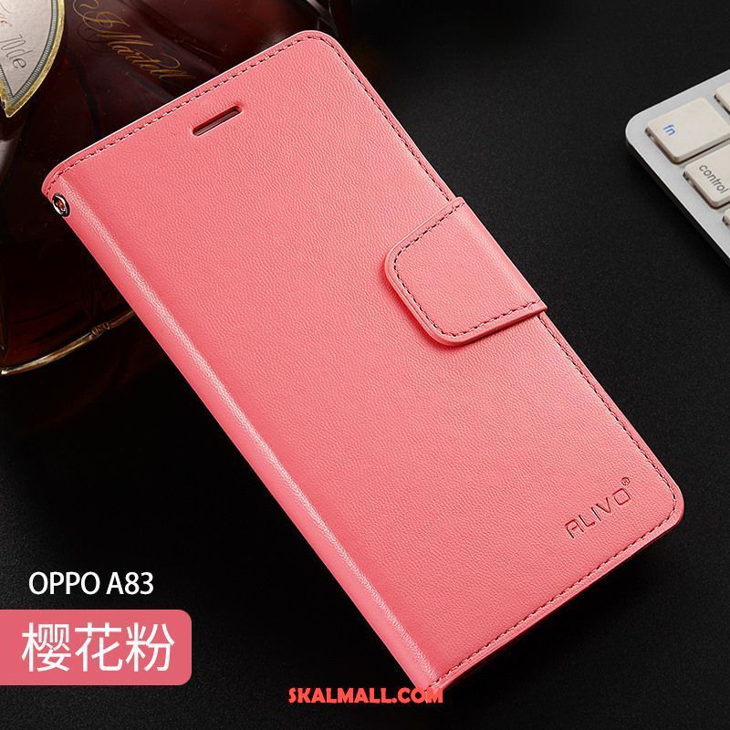 Oppo A83 Skal Täcka Läderfodral Mobil Telefon Röd Skydd Fodral Rea