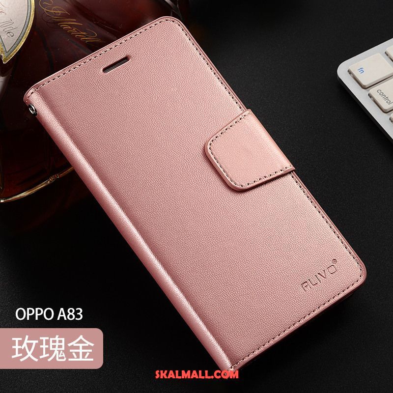 Oppo A83 Skal Täcka Läderfodral Mobil Telefon Röd Skydd Fodral Rea