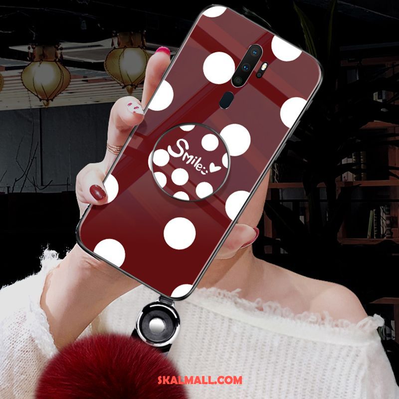 Oppo A9 2020 Skal Vit Mobil Telefon Hård Röd Polka Dot Rea