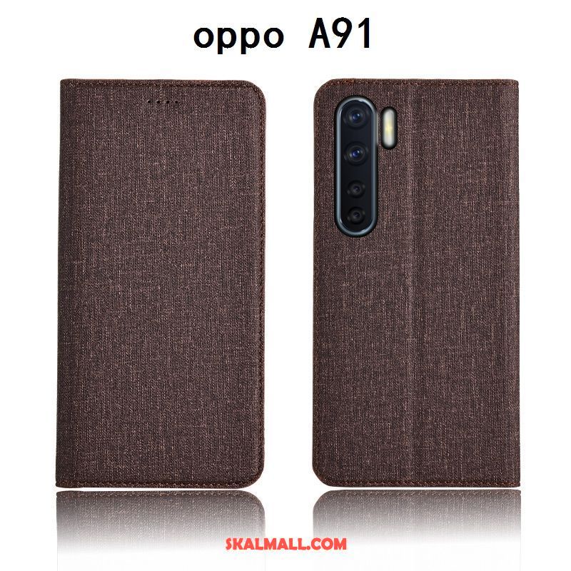 Oppo A91 Skal Blå Skydd Ungdom Läderfodral Clamshell Fodral Rabatt