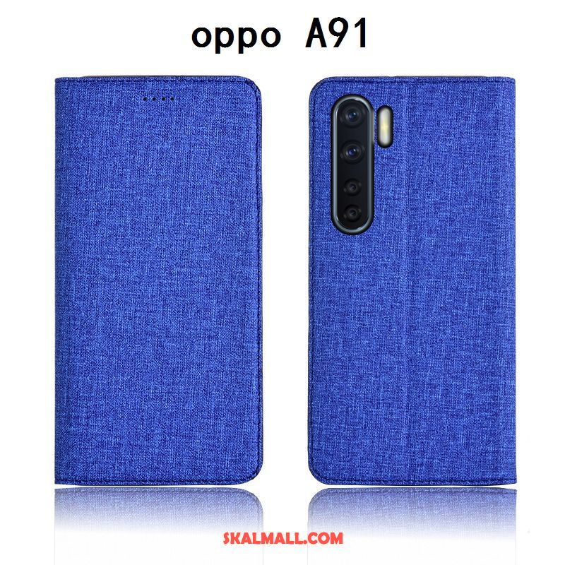 Oppo A91 Skal Blå Skydd Ungdom Läderfodral Clamshell Fodral Rabatt