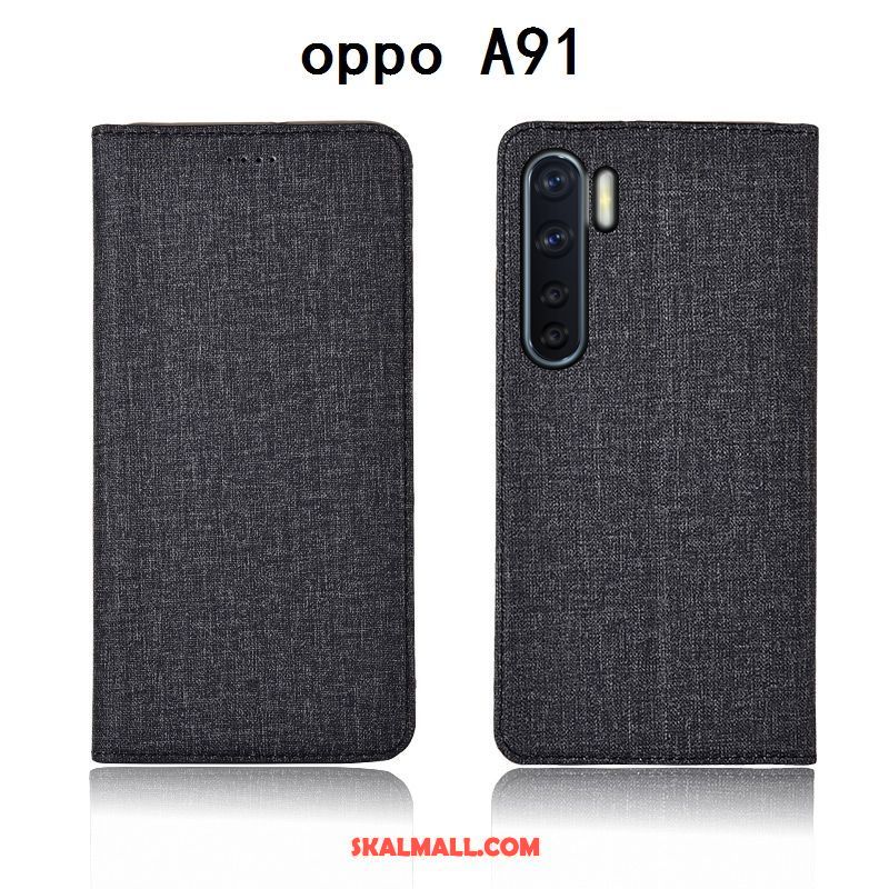 Oppo A91 Skal Blå Skydd Ungdom Läderfodral Clamshell Fodral Rabatt