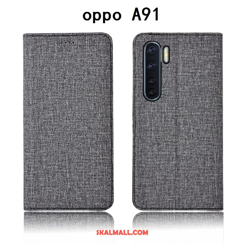 Oppo A91 Skal Blå Skydd Ungdom Läderfodral Clamshell Fodral Rabatt