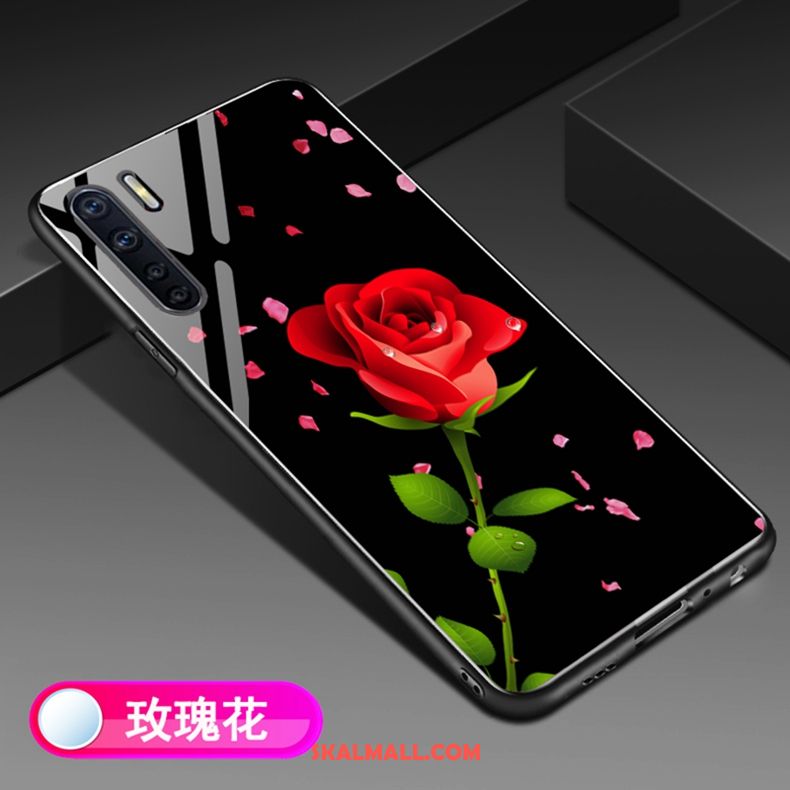 Oppo A91 Skal Fallskydd Net Red Härdat Glas All Inclusive Tunn Rea