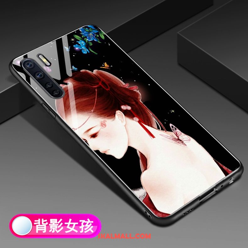 Oppo A91 Skal Fallskydd Net Red Härdat Glas All Inclusive Tunn Rea