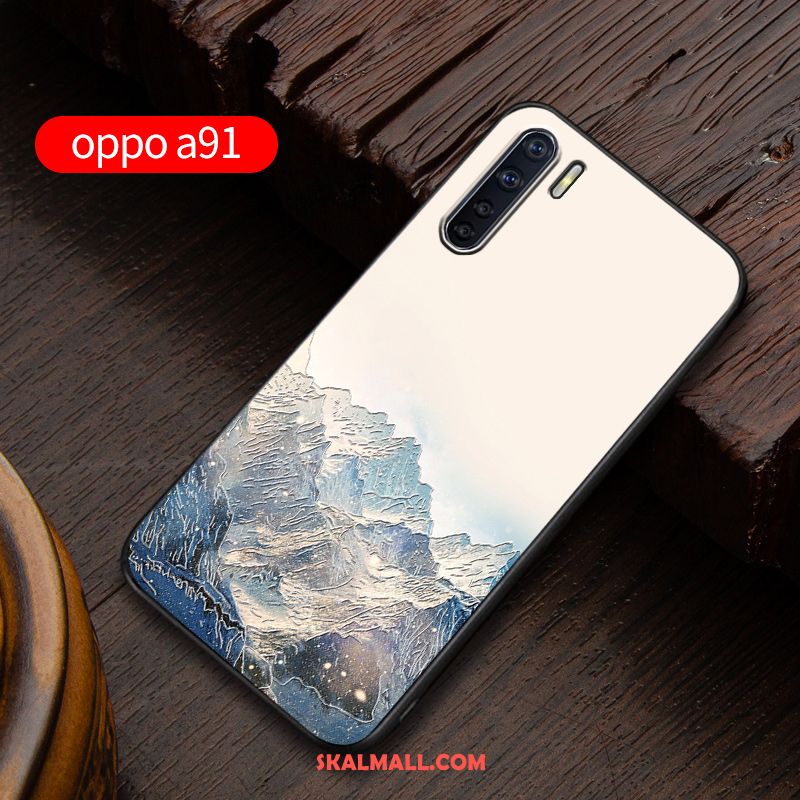 Oppo A91 Skal Mobil Telefon Fallskydd Blå Nubuck Anpassa Rea