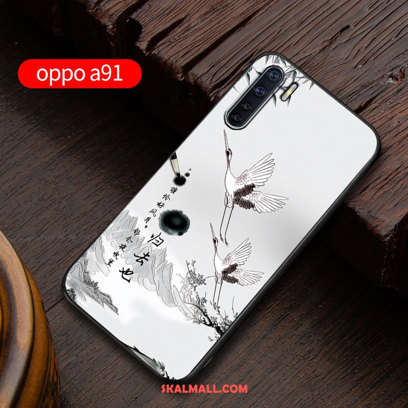 Oppo A91 Skal Mobil Telefon Fallskydd Blå Nubuck Anpassa Rea