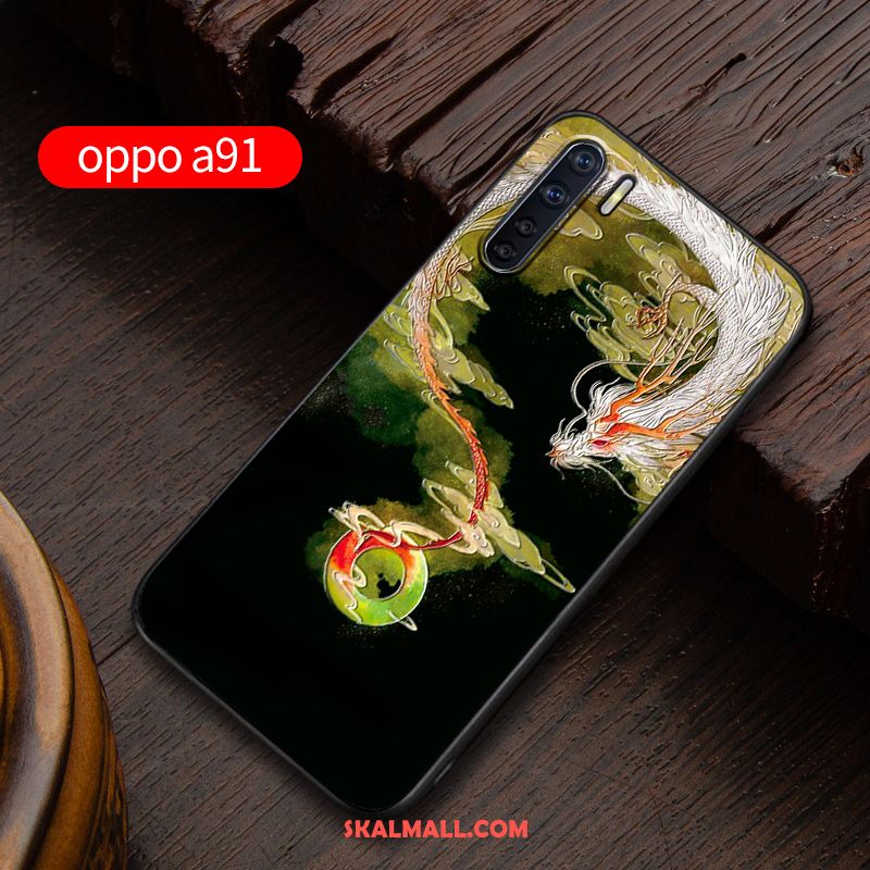 Oppo A91 Skal Mobil Telefon Fallskydd Blå Nubuck Anpassa Rea