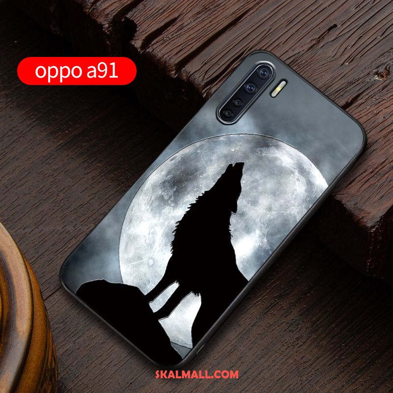 Oppo A91 Skal Mobil Telefon Fallskydd Blå Nubuck Anpassa Rea