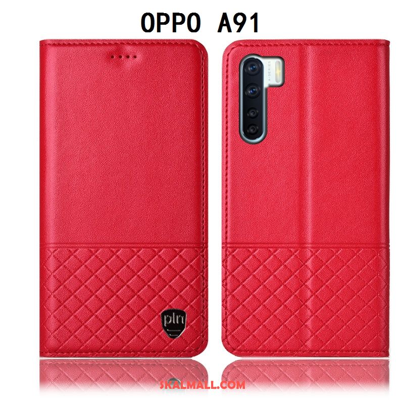 Oppo A91 Skal Mobil Telefon Fallskydd Täcka Gul Läderfodral Billigt