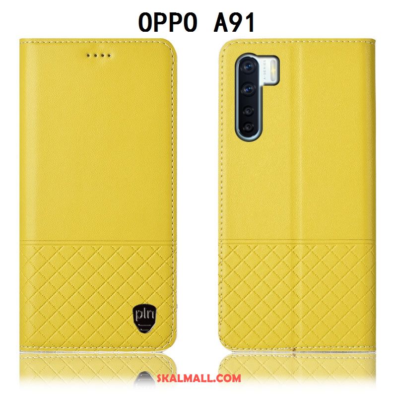 Oppo A91 Skal Mobil Telefon Fallskydd Täcka Gul Läderfodral Billigt