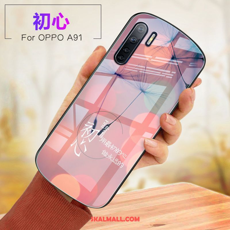 Oppo A91 Skal Mobil Telefon Rosa Mjuk Glas Fallskydd Billig