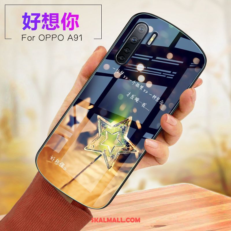 Oppo A91 Skal Mobil Telefon Rosa Mjuk Glas Fallskydd Billig