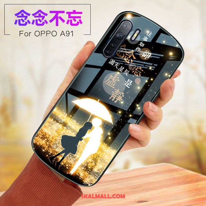 Oppo A91 Skal Mobil Telefon Rosa Mjuk Glas Fallskydd Billig