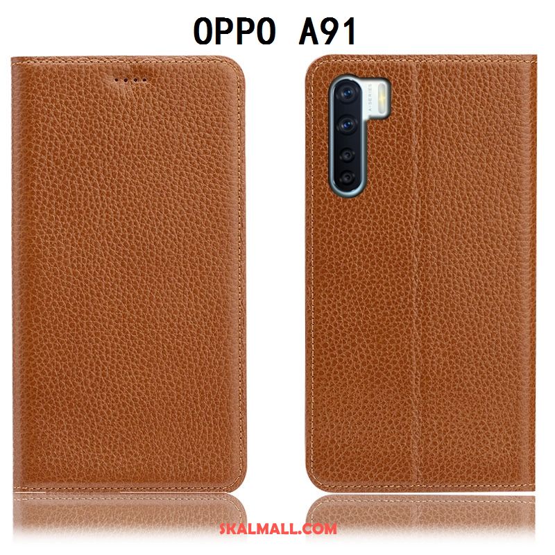 Oppo A91 Skal Skydd Litchi All Inclusive Mobil Telefon Fallskydd Fodral Butik