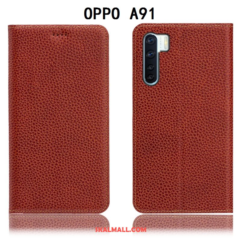 Oppo A91 Skal Skydd Litchi All Inclusive Mobil Telefon Fallskydd Fodral Butik